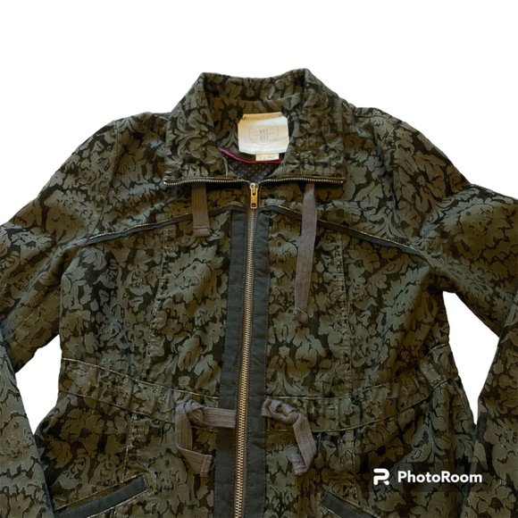 Hei Hei Anthroplogie Velvet Burnette Anorak Utility Jacket Full Zip Olive Green - Picture 3 of 15